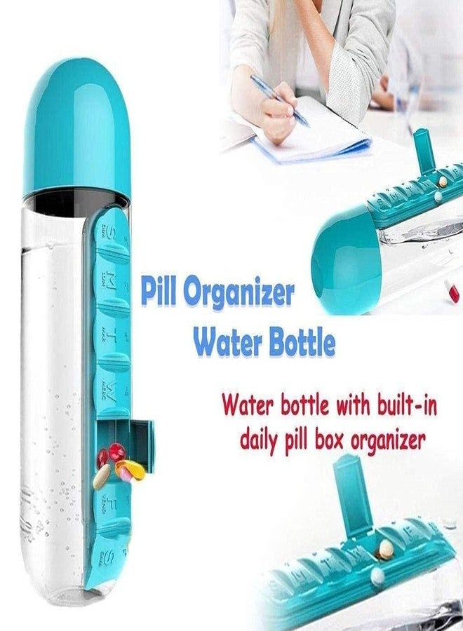 VIDORA Plastic Pill & Vitamin Organizer Water Bottle,Water Bottle with Pill, Capsule Other 7 Days Medicine Holder Storage Box Travelling kit, Summer Special 750ml,(Multi Color) Set of 1 - Image 5